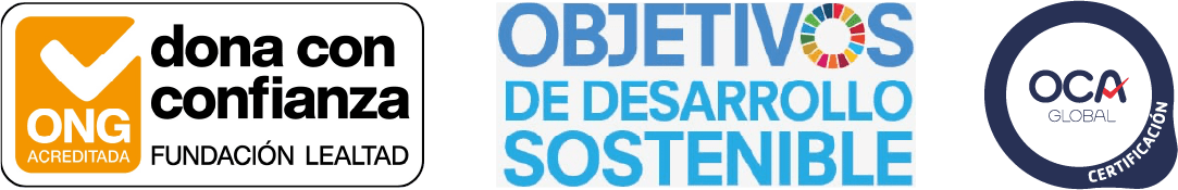 Logos unidos de dona confianza fundación lealtad de objetivos de desarrollo sostenible y de oca global